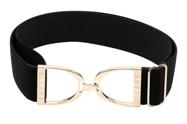Ellany™ Elastic Belt 2" Black with Gold Stirrup CORE Collection