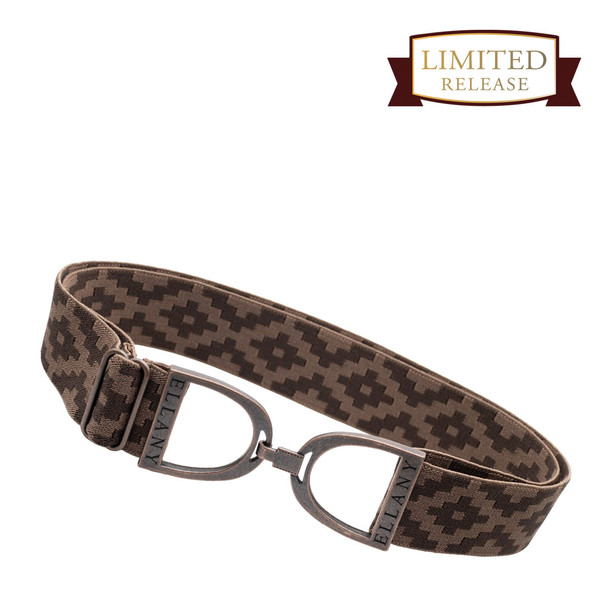 Ellany™ Elastic Belt 1.5" Chocolate Polo with Copper Stirrup