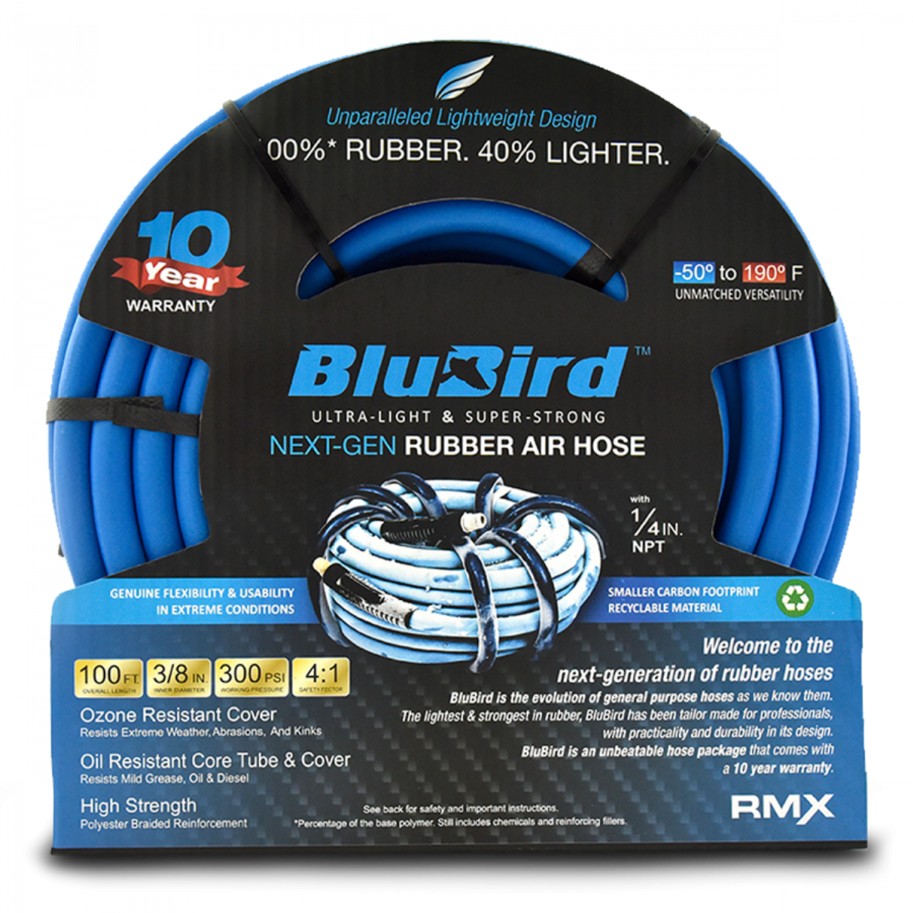 BluBird 3/8"x100' rubber air hose BB38100