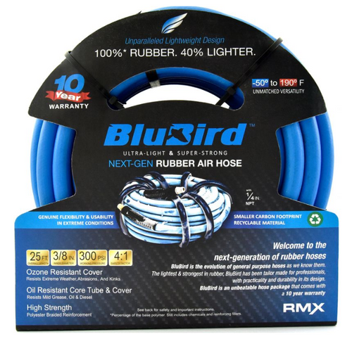 RMX BluBird 3/8"x25' Rubber Air Hose BB3825 RMX BluBird 3/8"x25' Rubber Air Hose BB3825