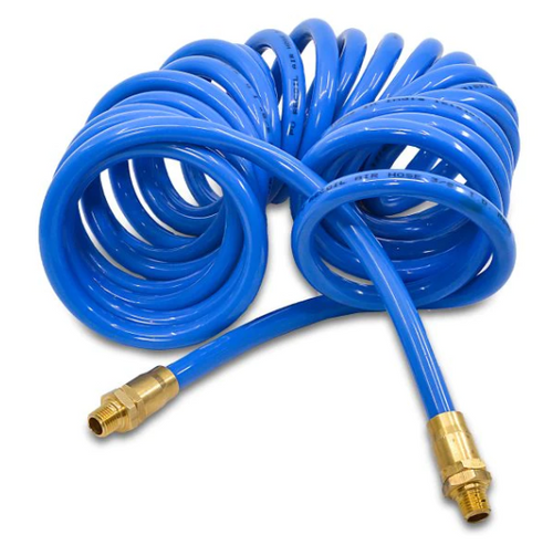 Avagard 3/8" x 15' Polyurethane PU Recoil Air Hose w/1/4" Brass MNPT Fittings Avagard 3/8" x 15' Polyurethane PU Recoil Air Hose w/1/4" Brass MNPT Fittings