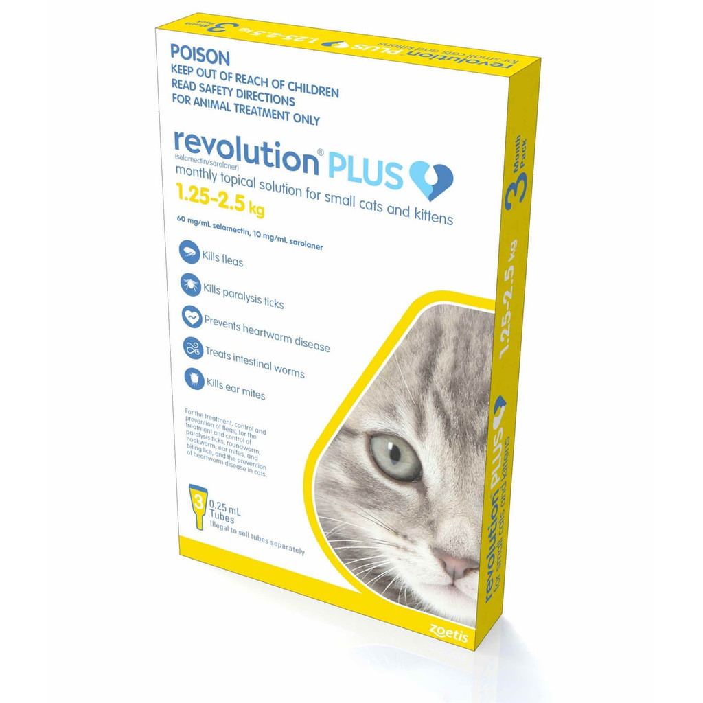 Revolution PLUS for Kittens strengthens pet health by preventing ticks, fleas, and worms.