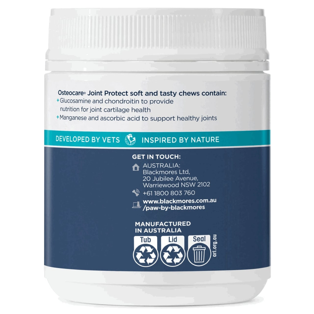 PAW Osteocare Joint Protect Chews for medium to large dogs, 300g tub, supports joint health.