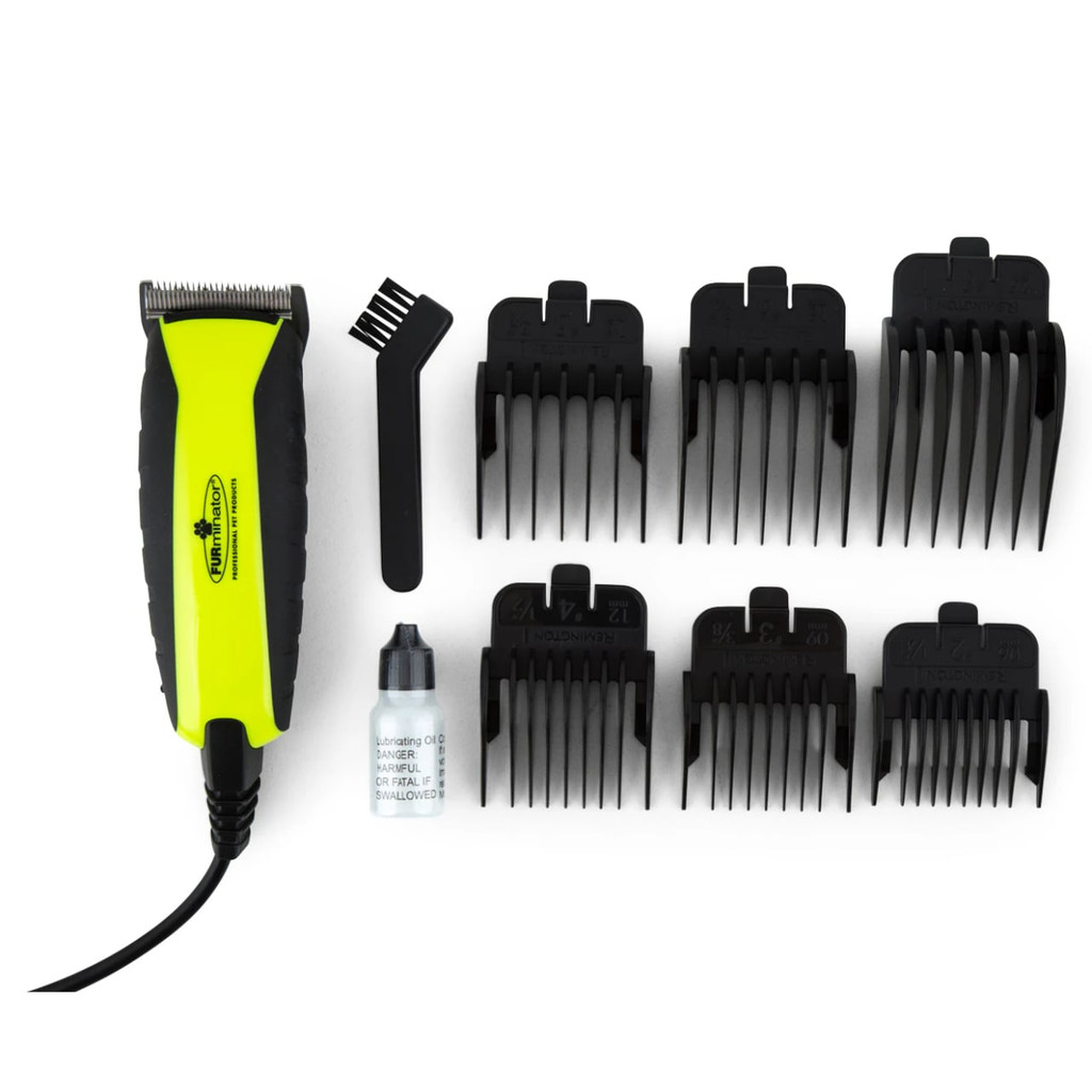 FURminator Comfort Pro Grooming Clipper with guide combs, cleaning brush, and oil for pets.