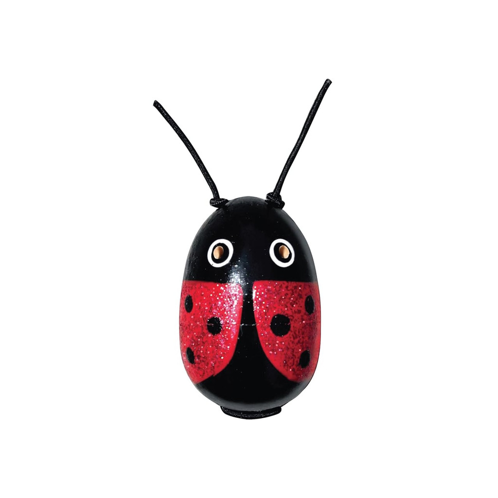 KONG Refillable Wooden Cat Toy shaped like a ladybug, featuring black and red colors.