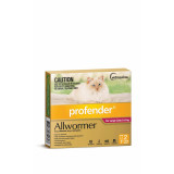 Profender Allwormer for Cats 5-8kg, red packaging, includes 2 doses for pet health.