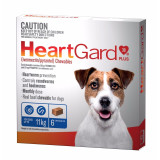 Heartgard Plus for small dogs, blue packaging, 6 chews for heartworm prevention.