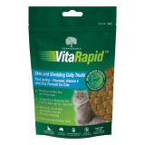 VitaRapid Skin & Shedding Daily Treats for Cats, 100g pouch with healthy ingredients.