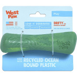 West Paw Seaflex Drifty Small fetch dog toy in emerald, made from recycled ocean plastic.