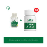 NAS Calm Tablets 30 pack, for pet anxiety relief, featuring new packaging design.
