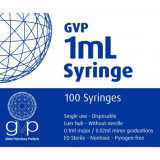 GVP Syringe 1mL pack of 100, designed for pet health use, featuring clear dosage markings.