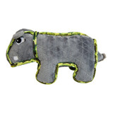 Outward Hound Xtreme Seamz Squeaker Dog Toy in hippo shape, gray with bright green accents.