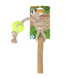 FurKidz Mighty Chomp Coffee Wood Rope Tugg With Tennis Balls Medium