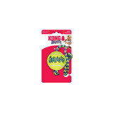 KONG SqueakAir Ball with Rope features a vibrant yellow tennis ball and sturdy rope.