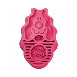 KONG ZoomGroom dog brush in raspberry color, designed for effective pet grooming.