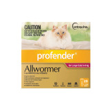 Profender Allwormer for Cats 5-8kg, red packaging, 20 doses, effective against worms and parasites.