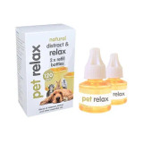Pet Relax Natural Distract & Relax Diffuser Refill 40ml, includes two bottles for calming pets.