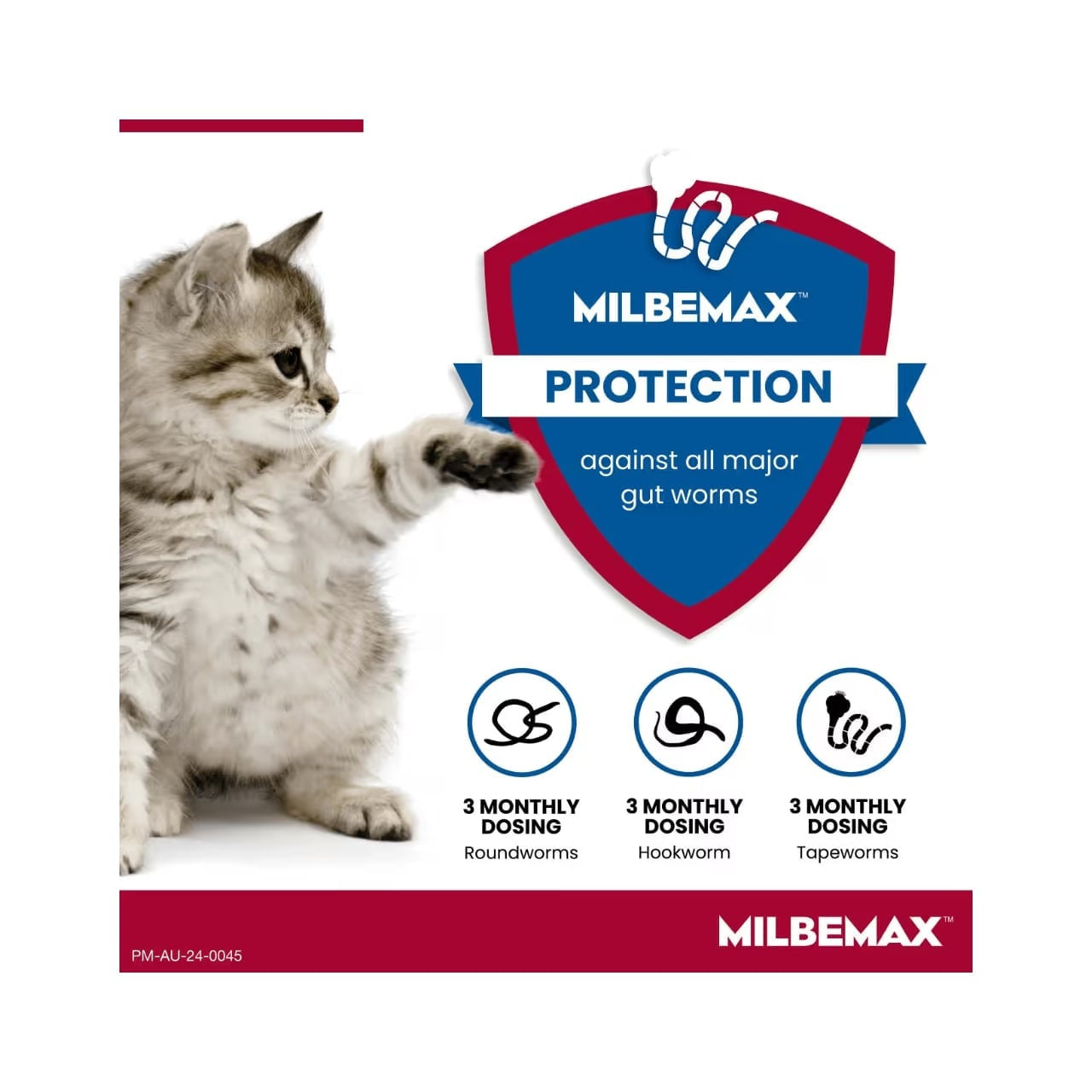 Milbemax Allwormer for cats, effective against major gut worms, 2 tablets, 0.5-2kg.