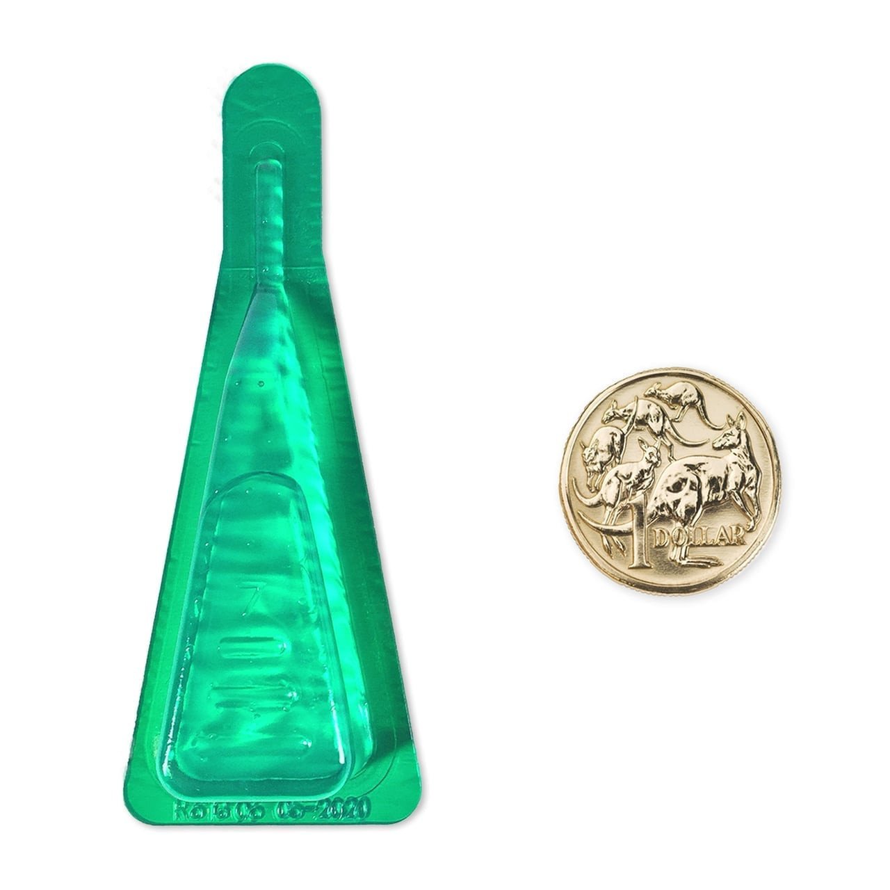 Frontline Plus for Extra Large Dogs 40-60kg in a green applicator pack next to a coin.