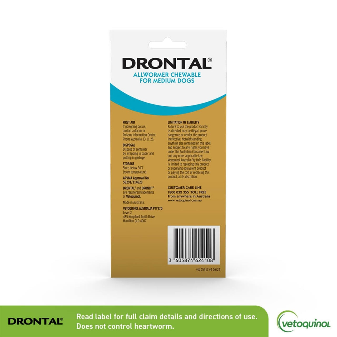 Drontal Allwormer Chews for Dogs, 5 pack, designed for dogs up to 10 kg, pet health.