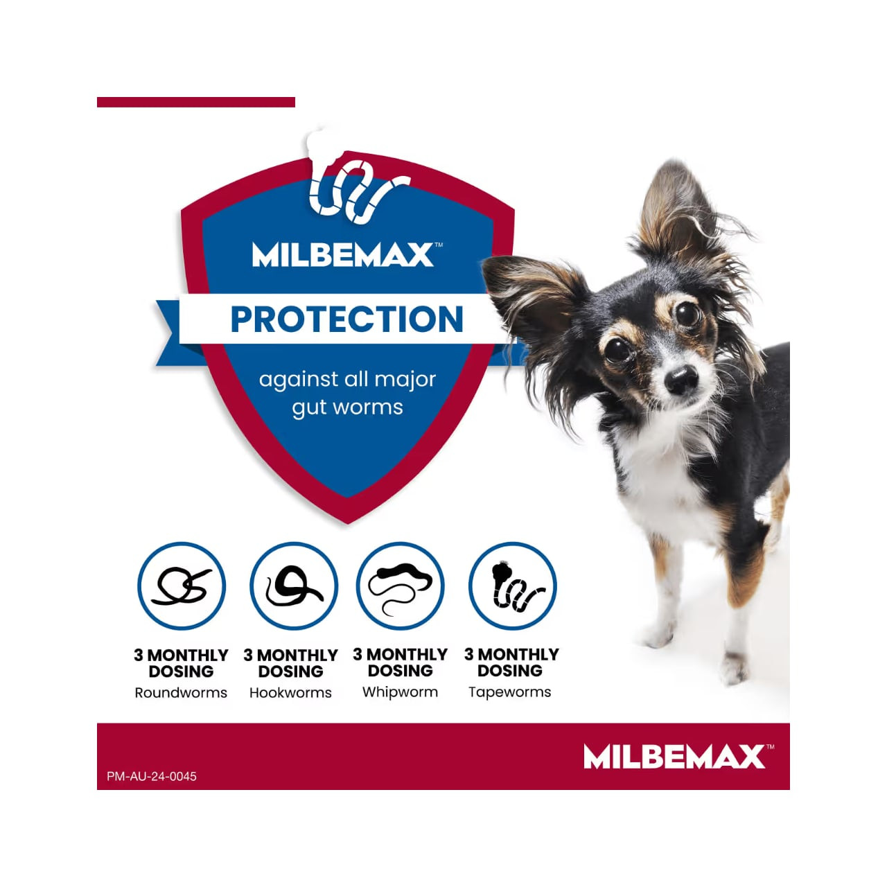 Milbemax Allwormer for small dogs, 2 tablets, protects against major gut worms.