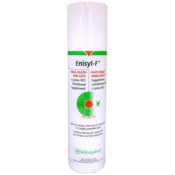Enisyl F Oral Lysine Paste for Cats, 100g, nutritional supplement for feline health.