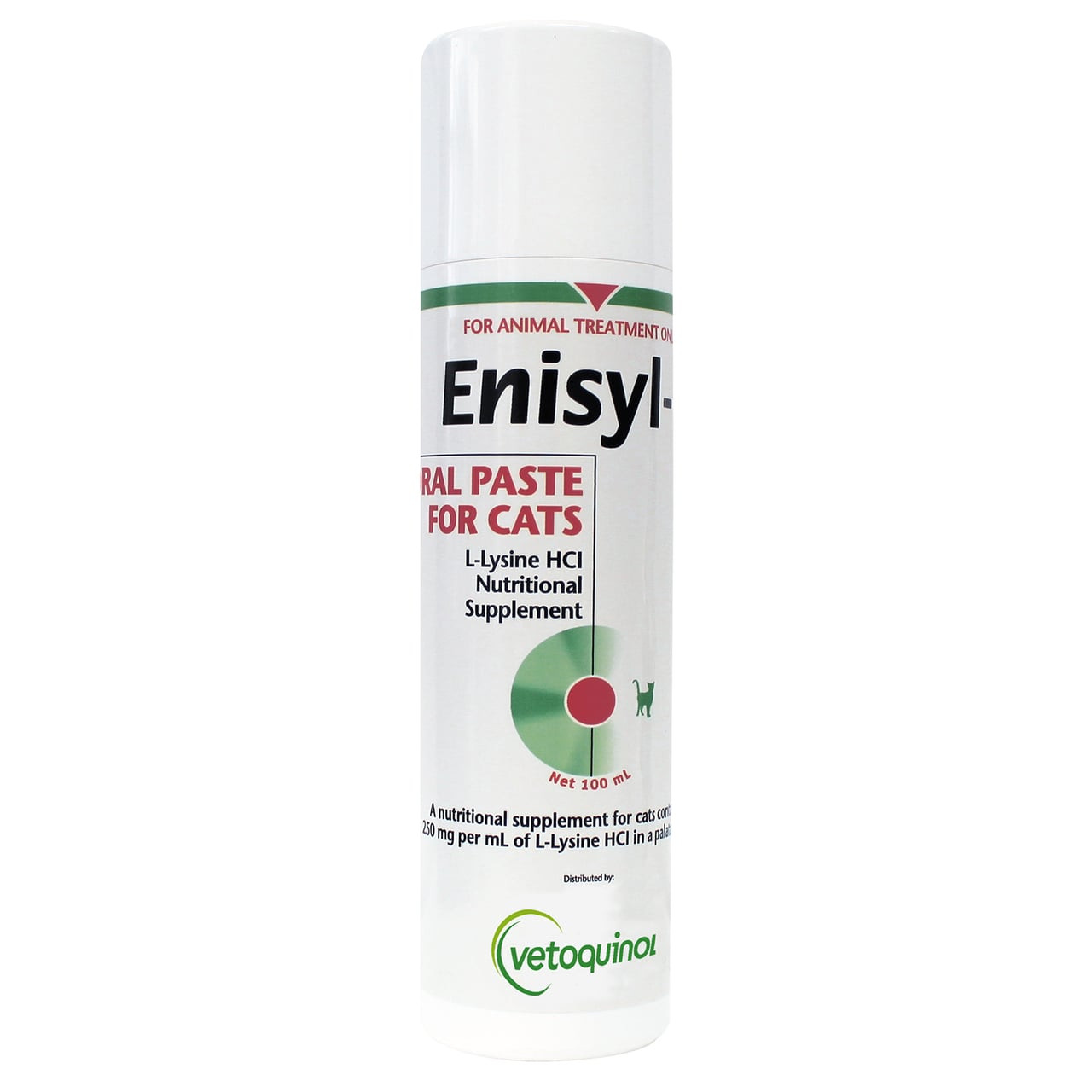 Enisyl F Oral Lysine Paste for Cats, 100g, nutritional supplement for pet health.