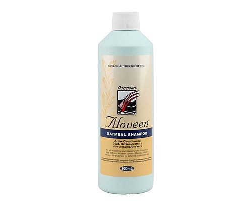 Dermcare Aloveen Oatmeal Shampoo 500ml for dogs and cats, soothing formula with aloe.