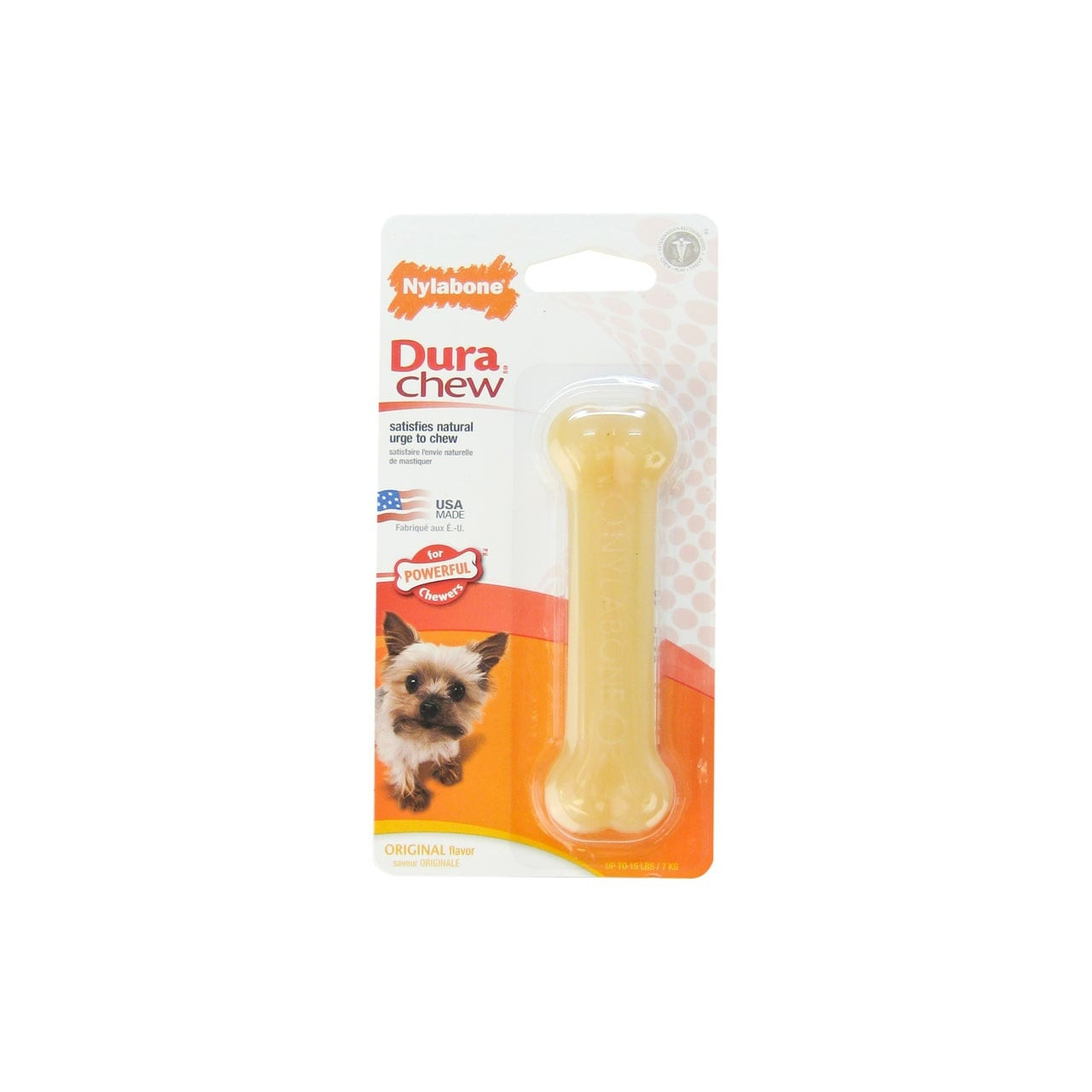 Nylabone Dura Chew Petite in original flavor for dogs, ideal for powerful chewers.
