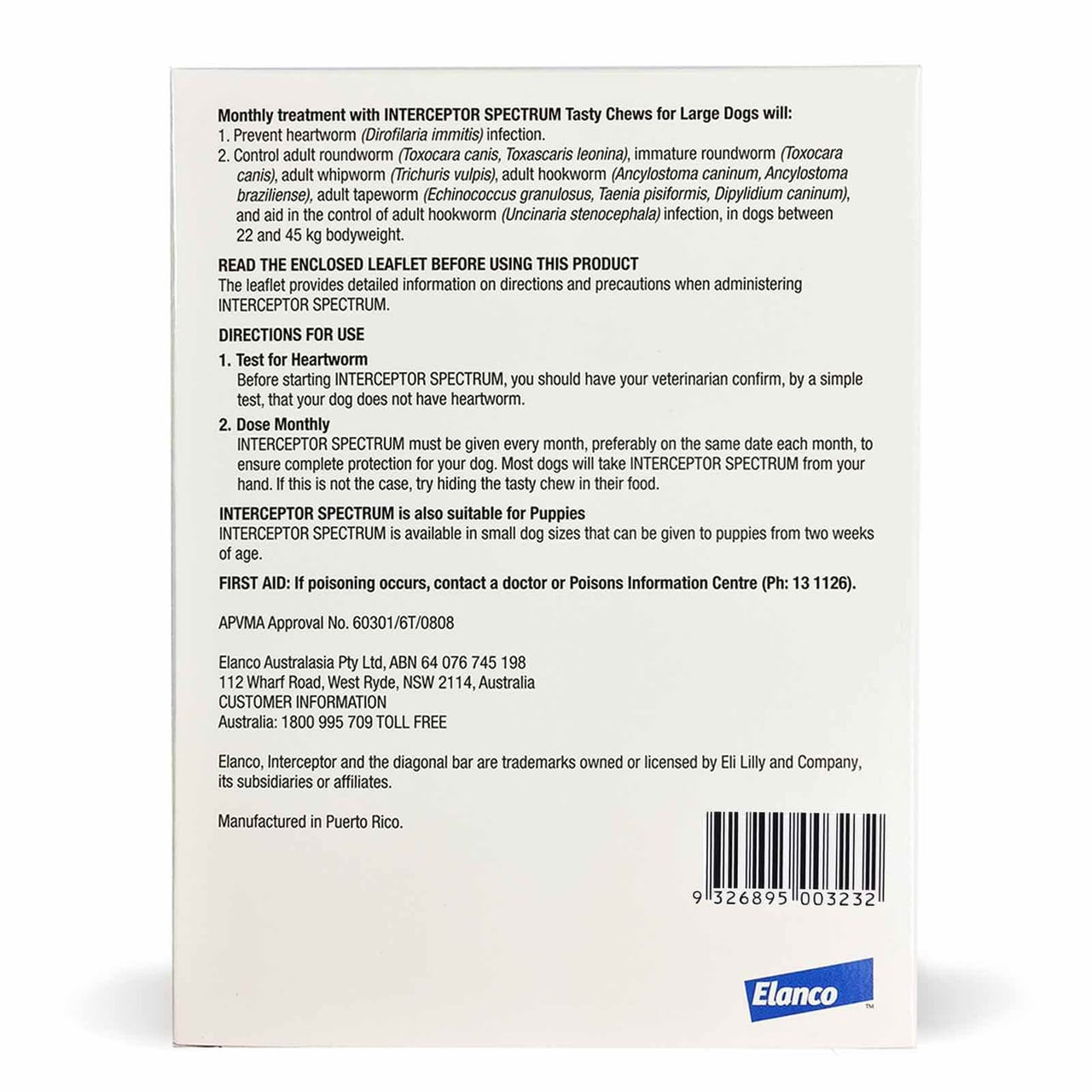 Interceptor Chews for Large Dogs 23-45 kg, blue packaging, 3 pack treatment for heartworm.