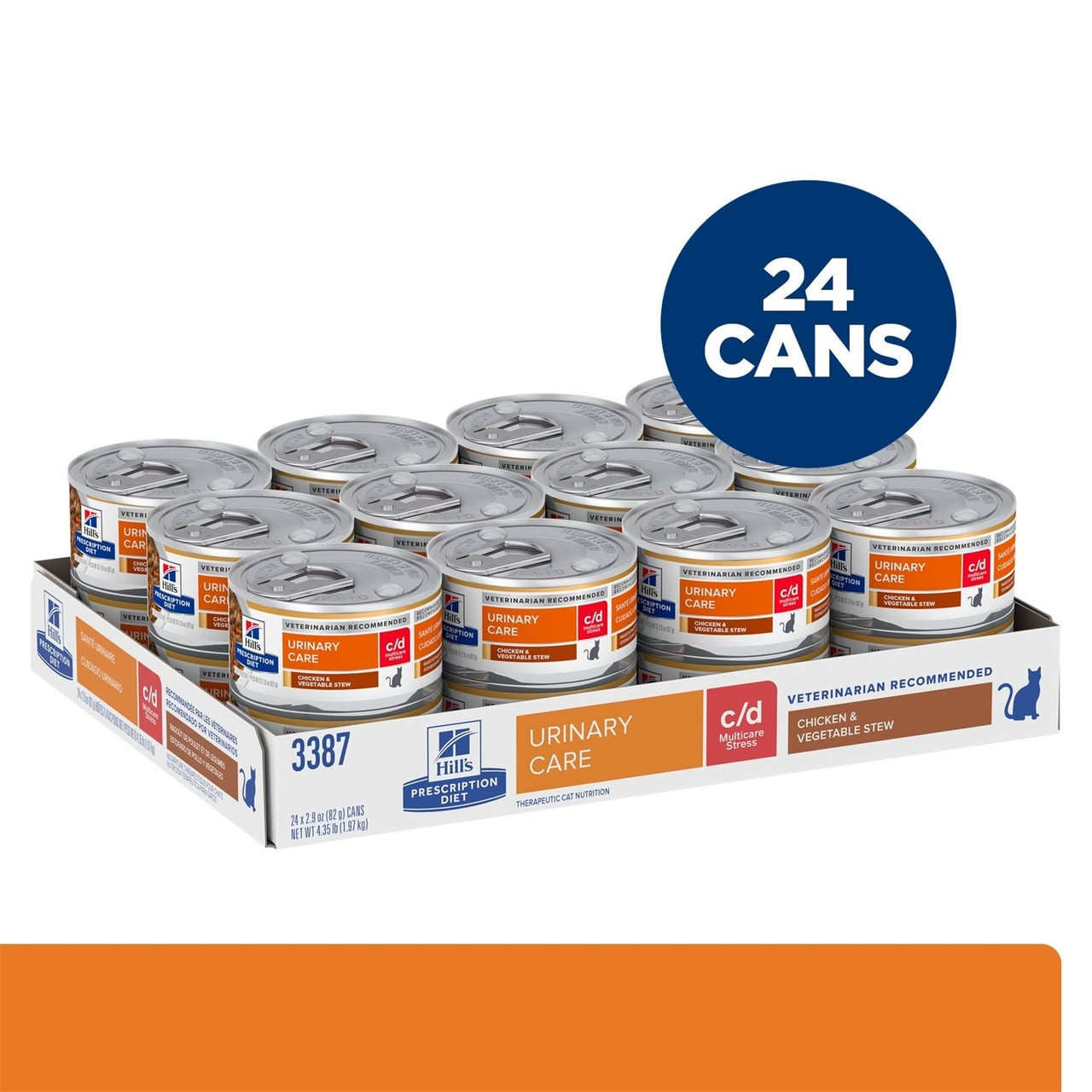 Hills Prescription Diet c/d Urinary Care Multicare Stress Chicken & Vegetable Stew, 24 cans.