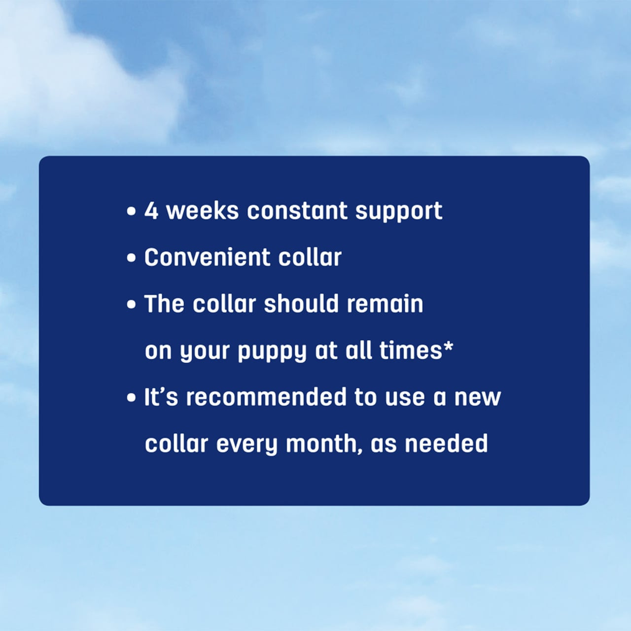 Adaptil Junior Calming Collar for Puppies, offering 4 weeks of constant support for pet health.