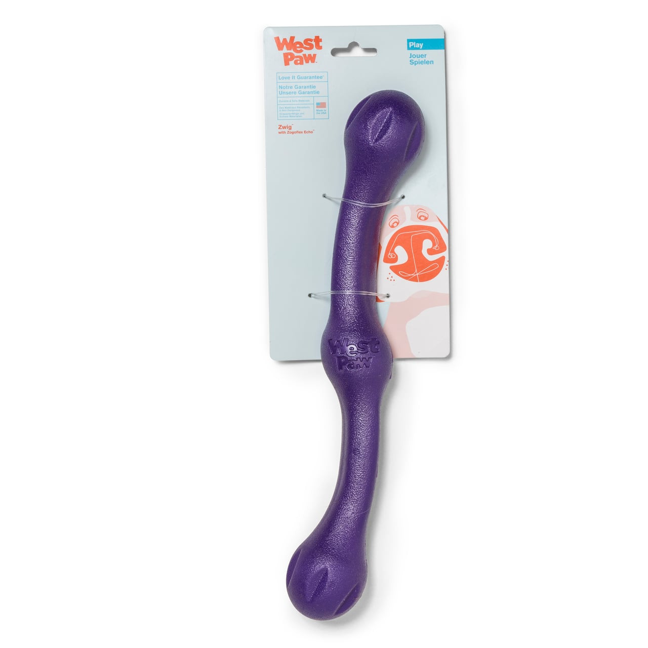West Paw Zwig Large dog toy in Eggplant color, 35 cm, durable and chew-friendly.