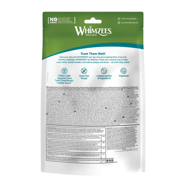 Whimzees Stix Small Dog Dental Treats 28 Pack, grain-free, vegetarian, promotes dental health.