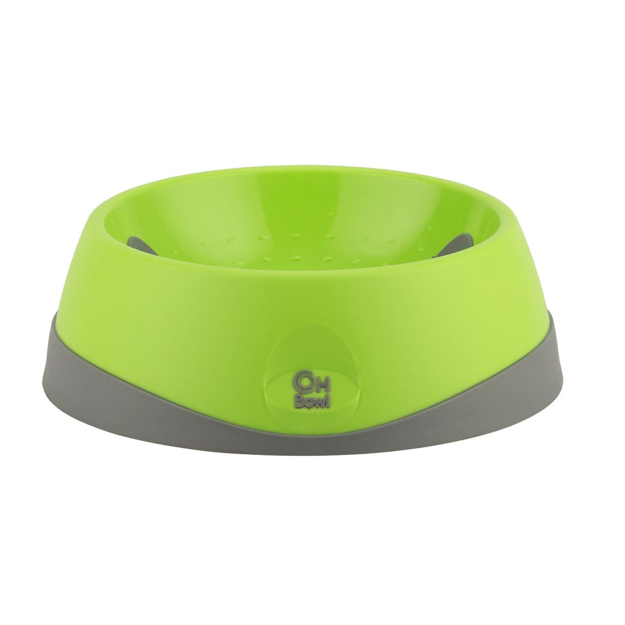 Small green LickiMat Oh Bowl designed for dog oral hygiene with textured surface.