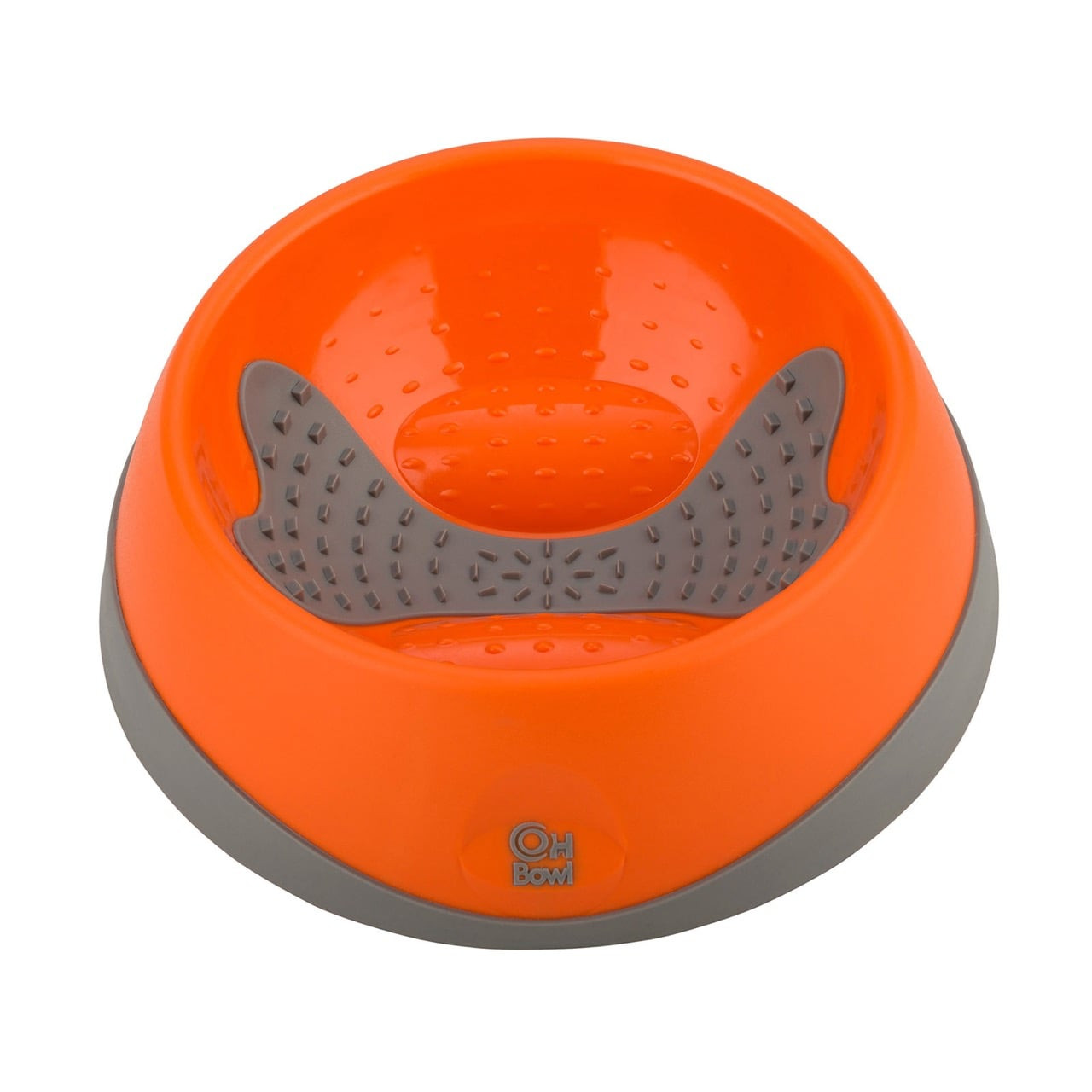 LickiMat Oh Bowl in large orange for dog oral hygiene with textured interior.