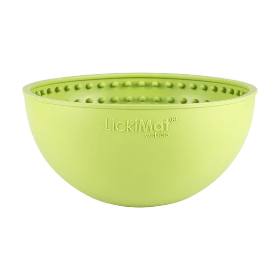 LickiMat Wobble in vibrant green, designed for slow feeding for dogs.