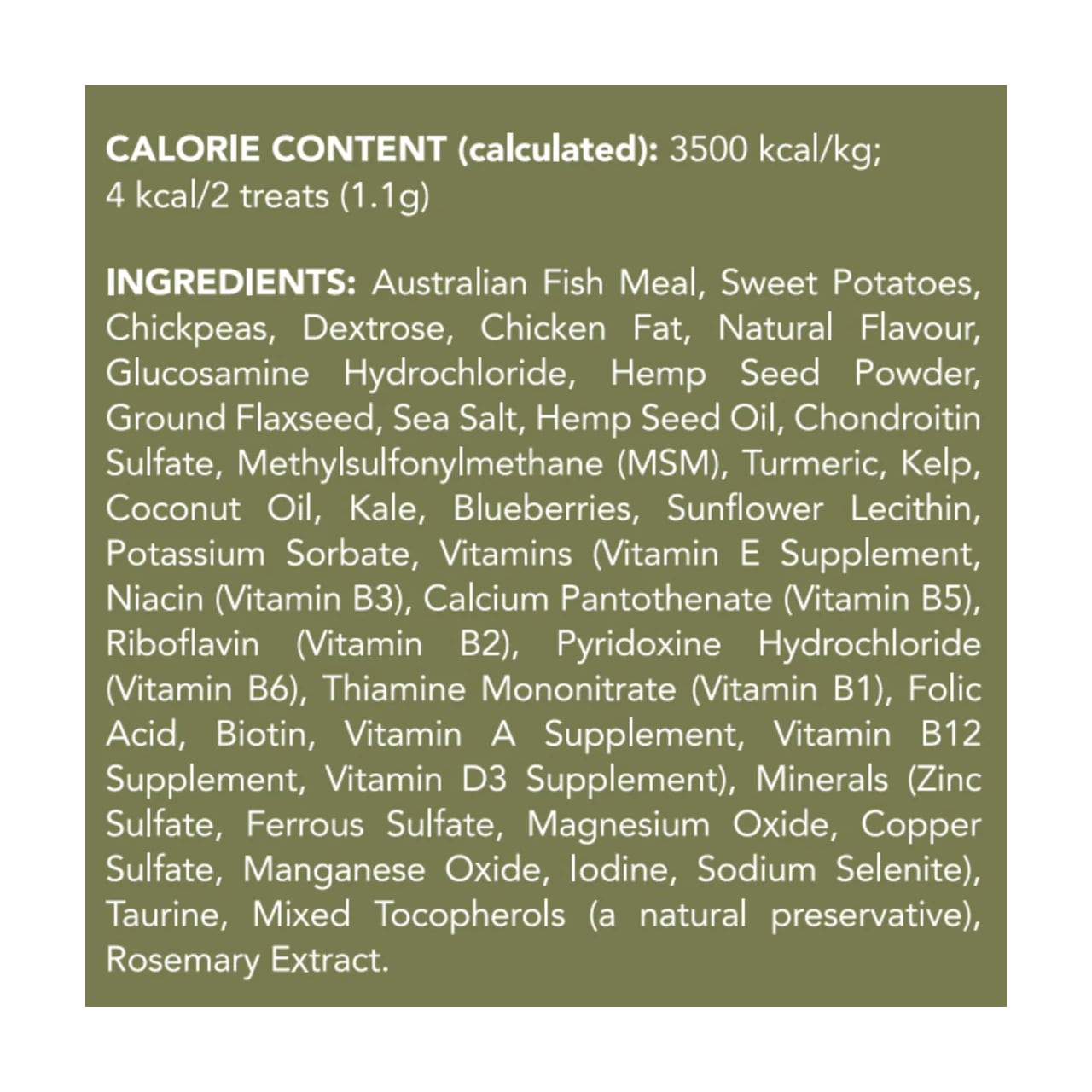 Hemp Clinicals Hip & Joint Treats for Cats, 100g, featuring natural ingredients for pet health.