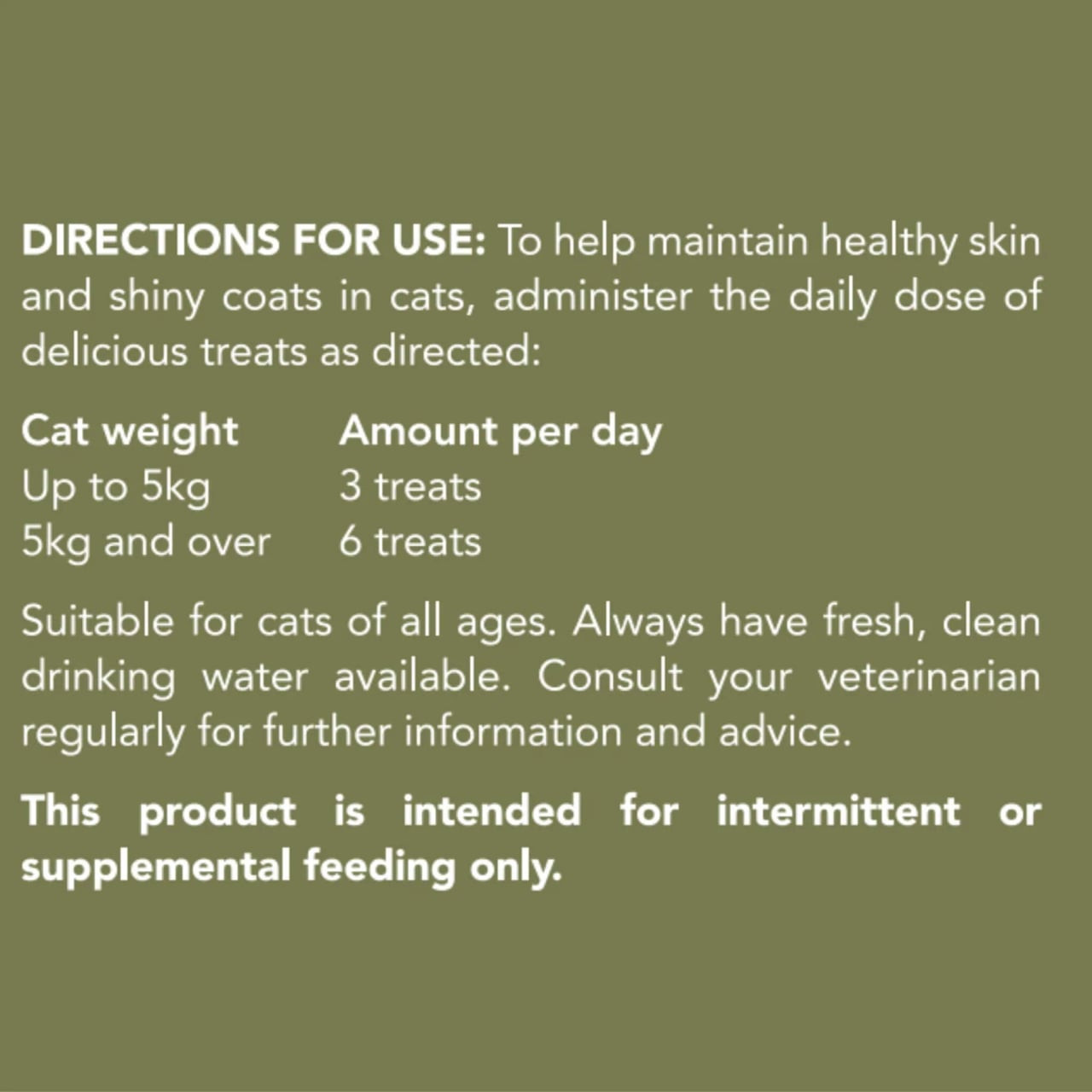 Hemp Clinicals Skin & Coat Treats for Cats, 100g, promotes healthy skin and shiny coats.