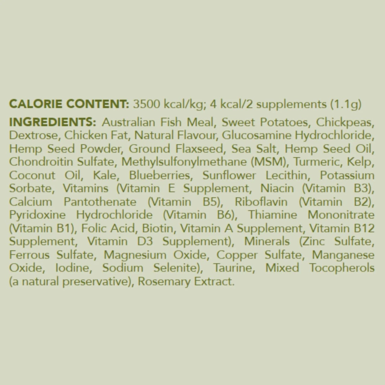 Hemp Clinicals Hip & Joint Plus 100g for cats with natural ingredients and beneficial supplements.