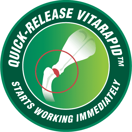 VitaRapid Joint Care Daily Treats for Dogs, emphasizing quick-release formula for immediate support.