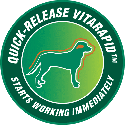 VitaRapid Tranquil Daily Treats for Dogs packaging with quick-release benefits logo.