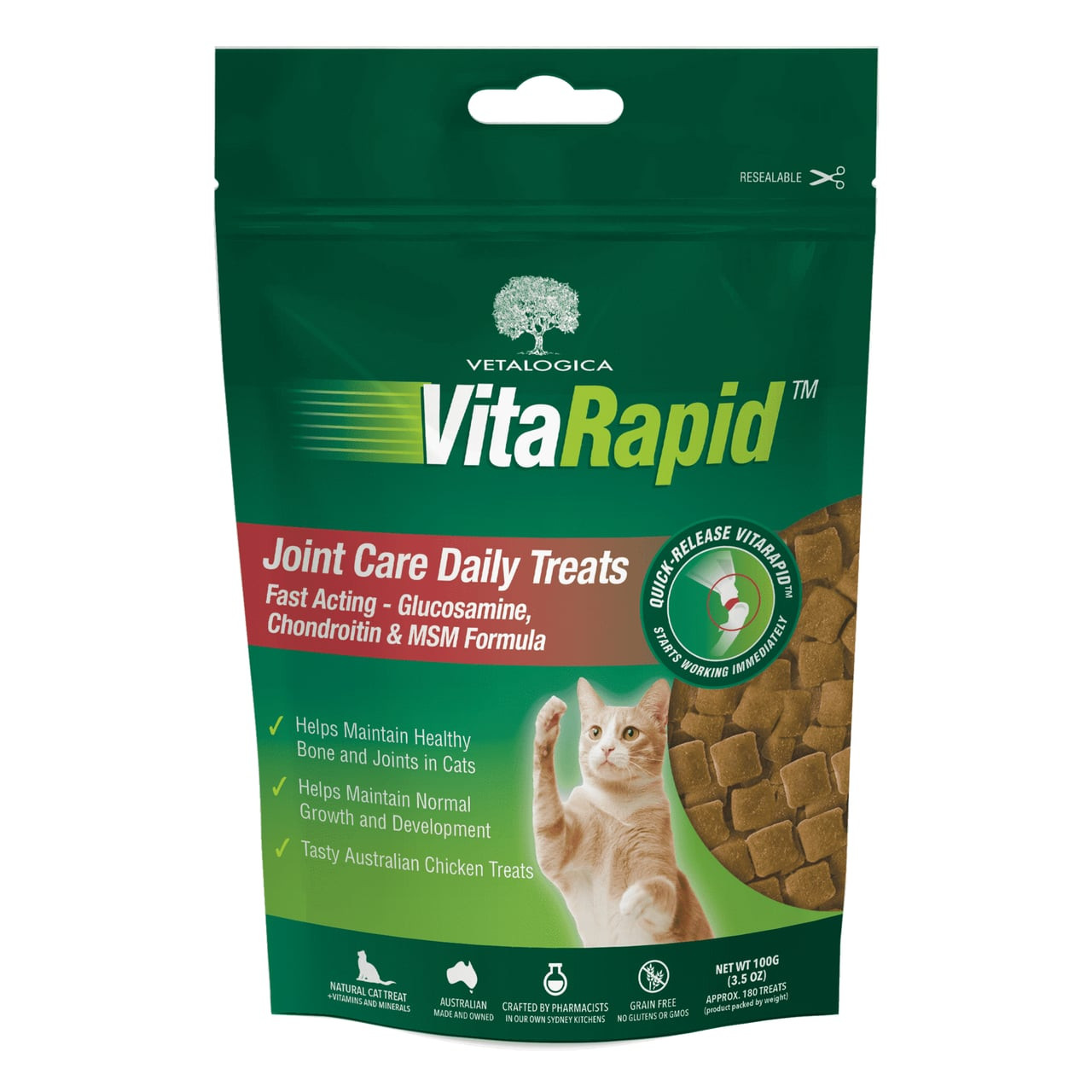 VitaRapid Joint Care Daily Treats for Cats, 100g, promotes healthy bones and joints.