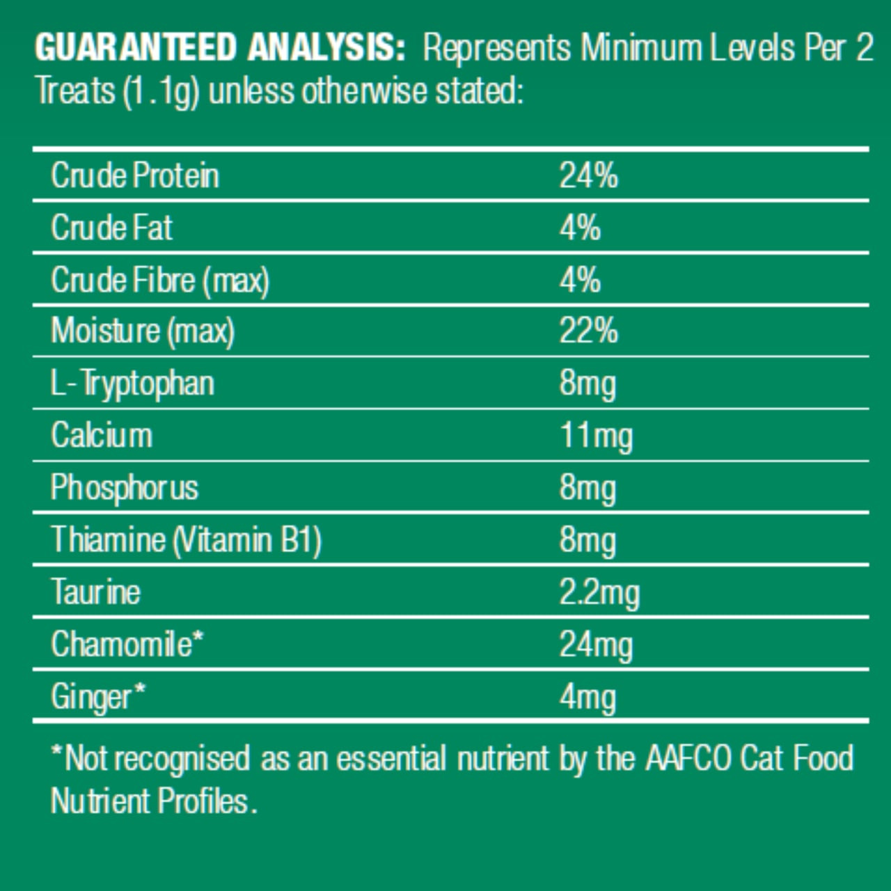 VitaRapid Tranquil Daily Treats for Cats, 100g, with ingredients for calming support.