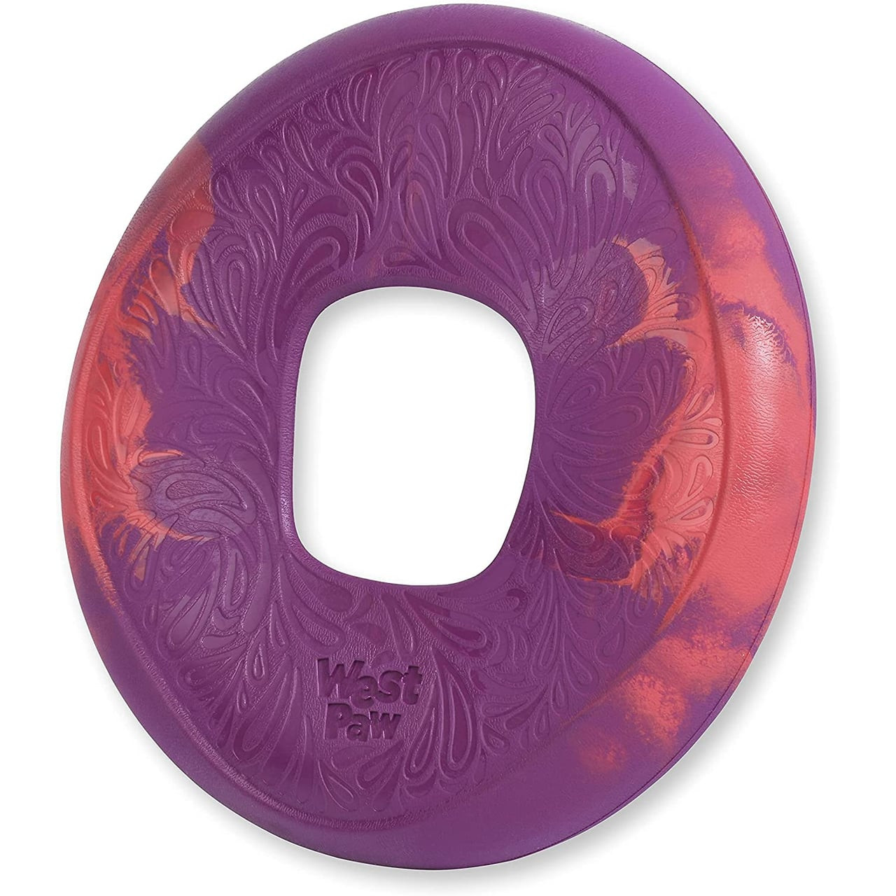 West Paw Seaflex Recycled Plastic Flyer Dog Toy in Sailz Hibiscus color, vibrant purple design.