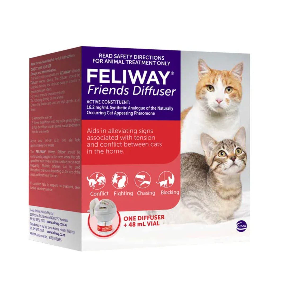 Feliway Friends Diffuser Set helps reduce cat conflict with synthetic calming pheromones.