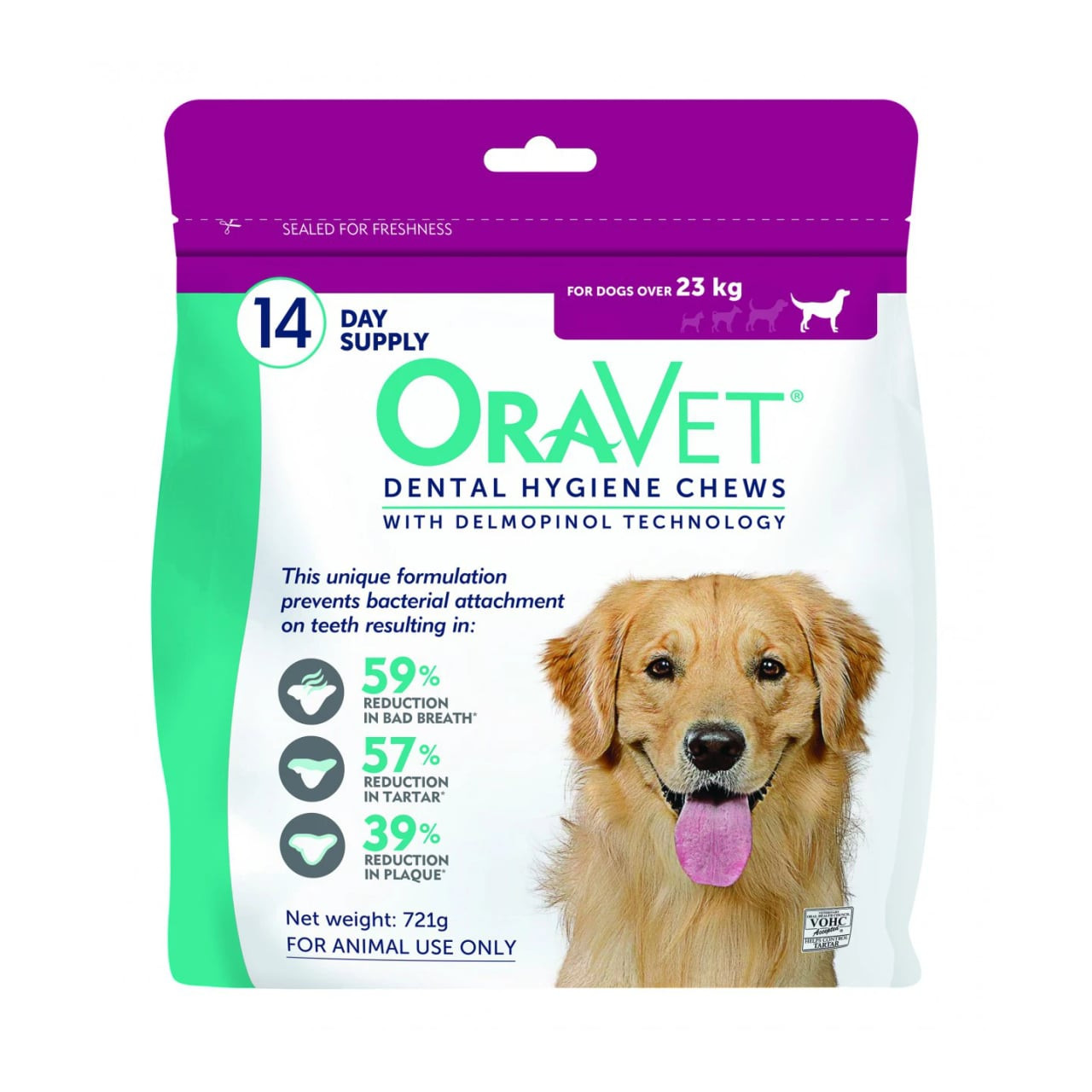 Oravet Dental Chews for Large Dogs, 14 pack, helps reduce plaque and bad breath.