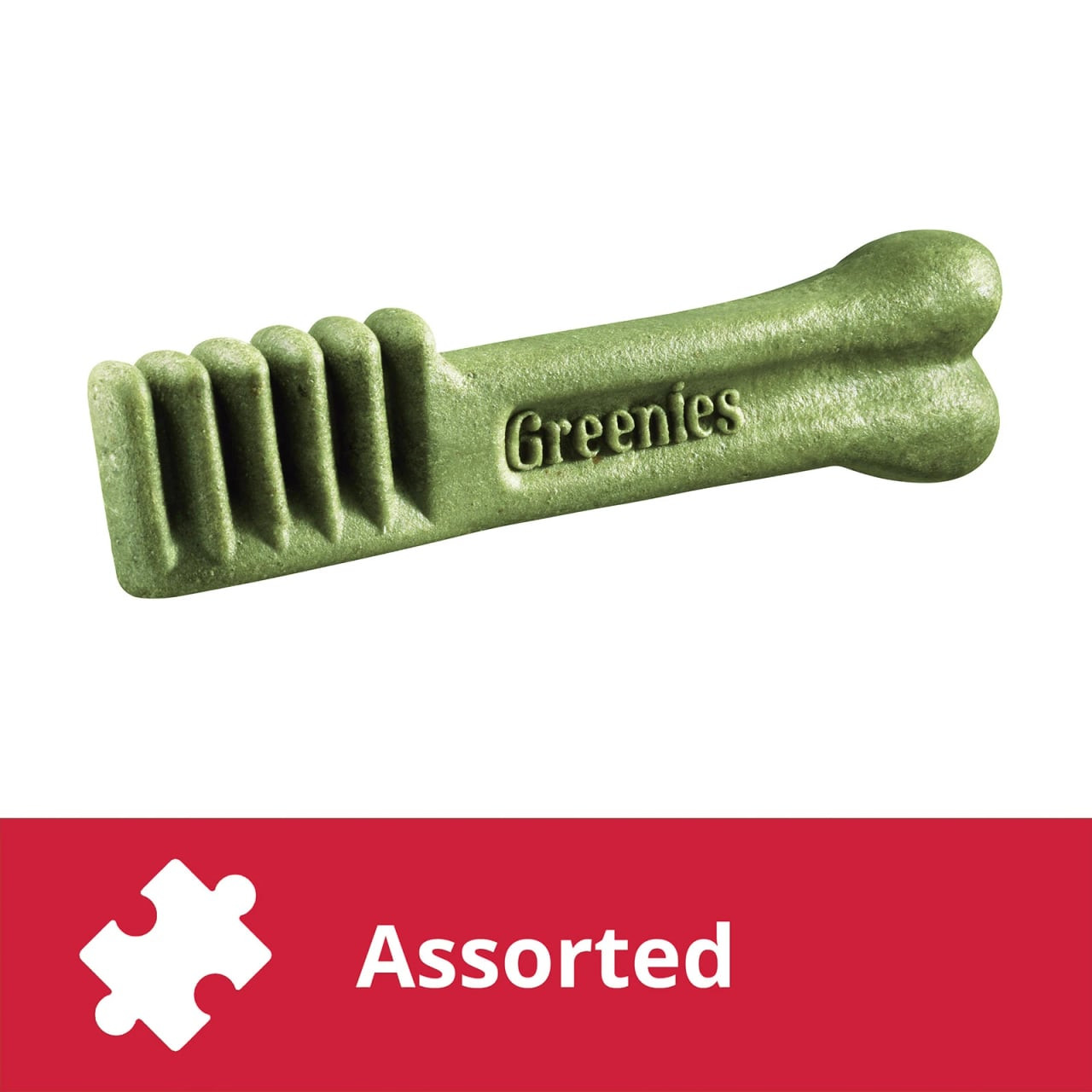 Greenies Original Regular Dog Treat in bone shape, promoting pet dental health and fresh breath.