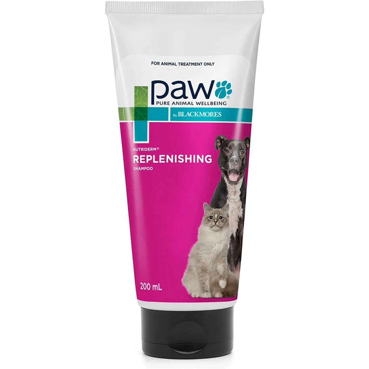 PAW Nutriderm Nourishing Shampoo for Cats & Dogs, 200ml tube with vibrant packaging.