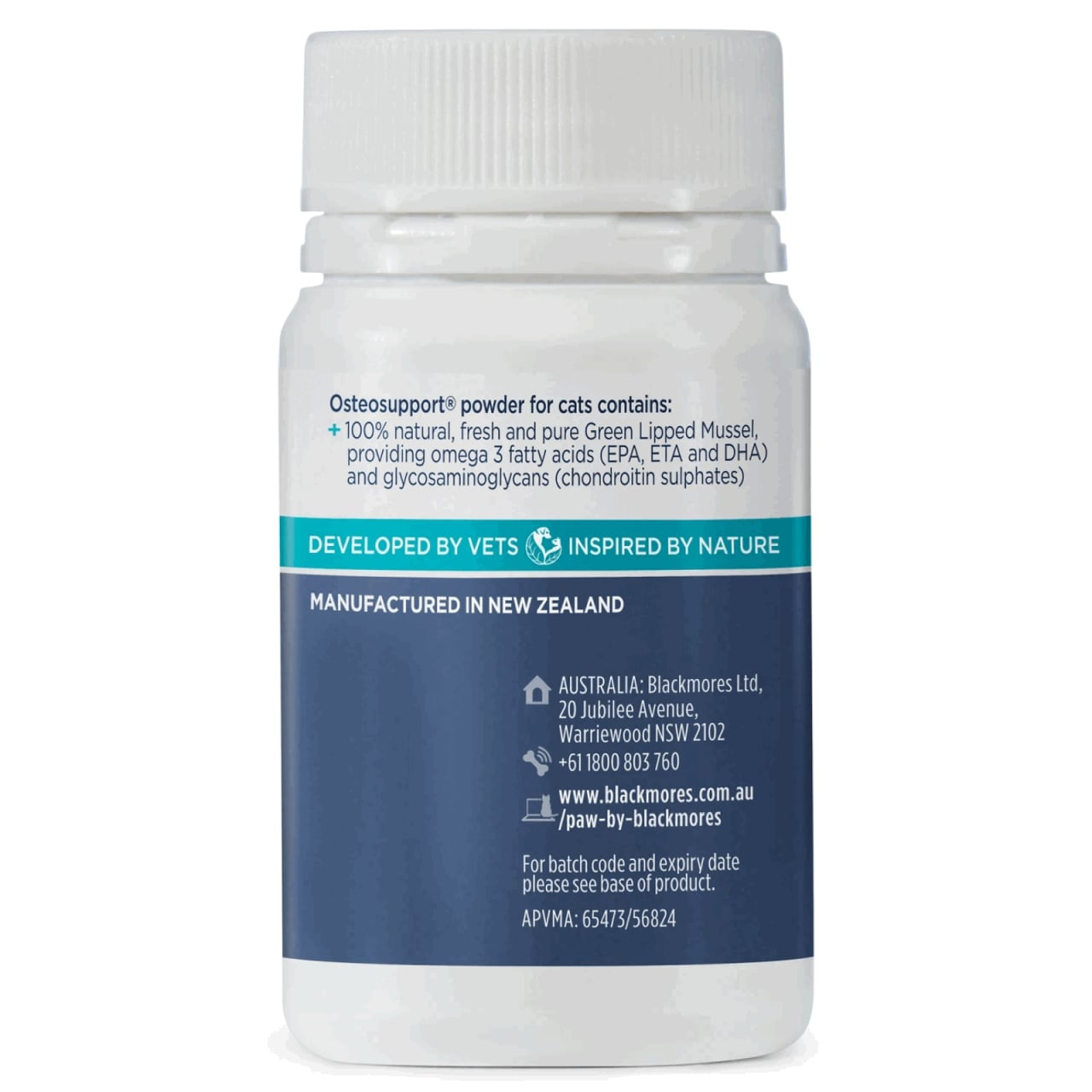 PAW Osteosupport Supplement for Cats, 60 capsules, promotes joint health with natural ingredients.